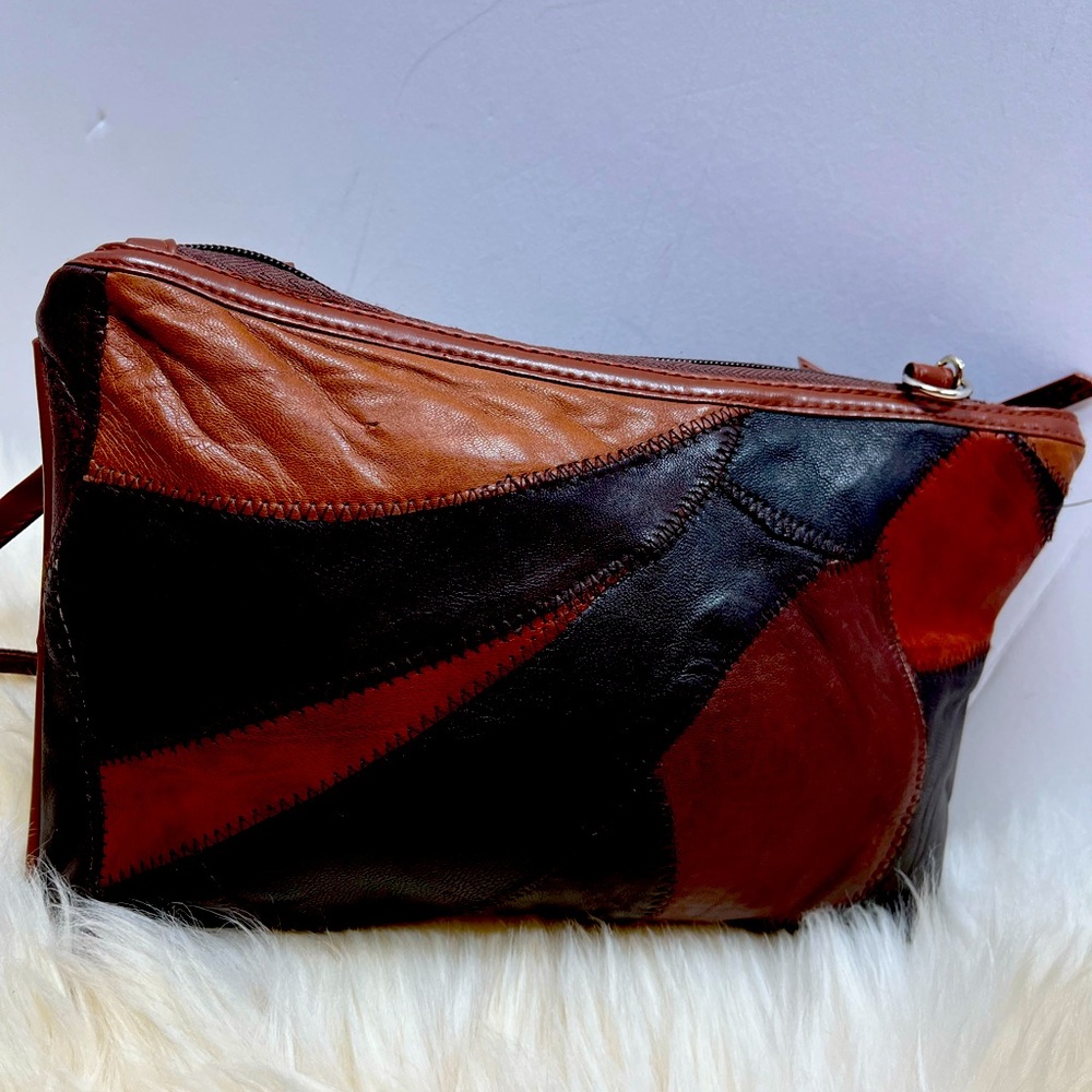 Patchwork Genuine Leather 1990s Crossbody Bag Clutch made in India